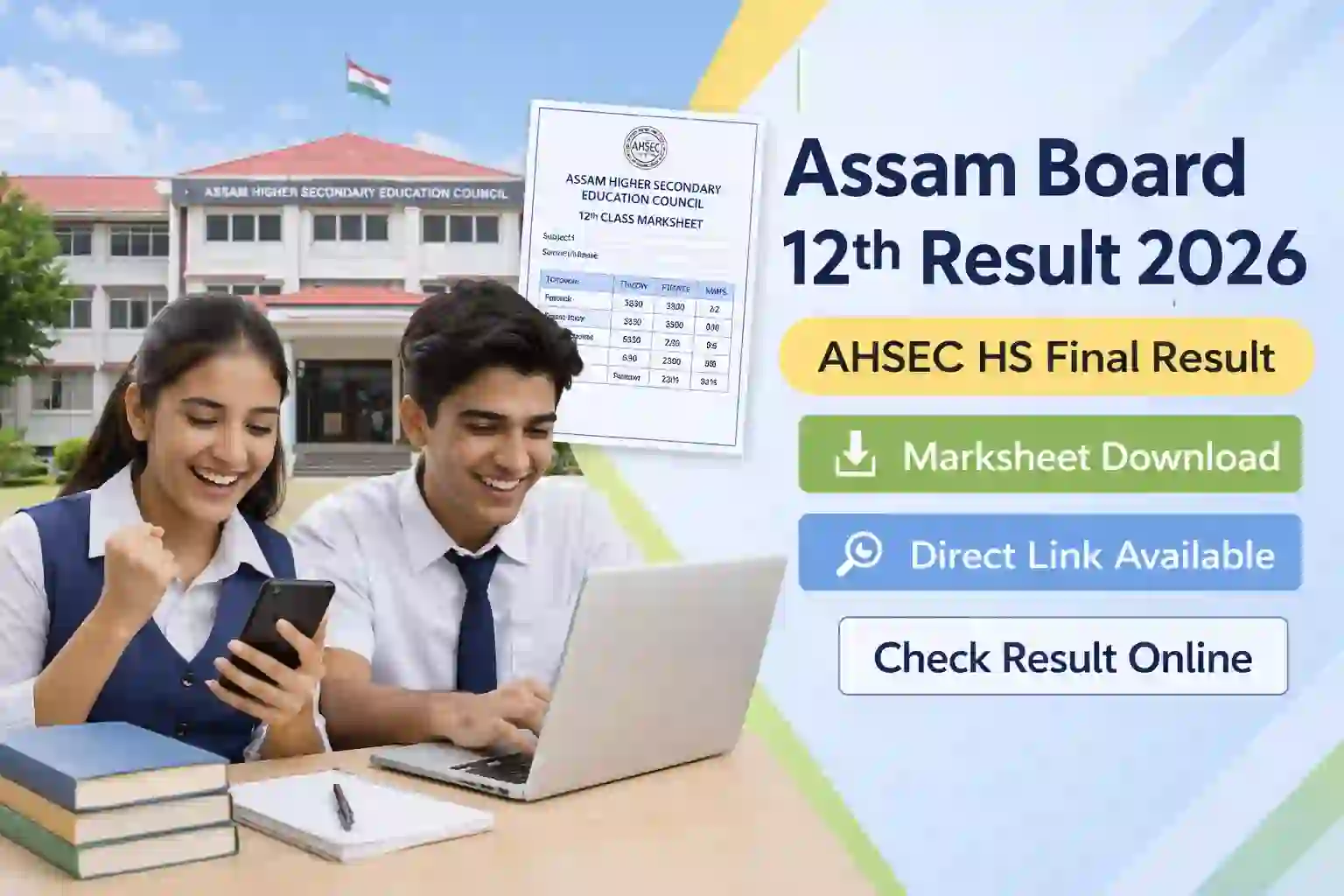 AHSEC HS Final Result 2026 Assam Board marksheet download