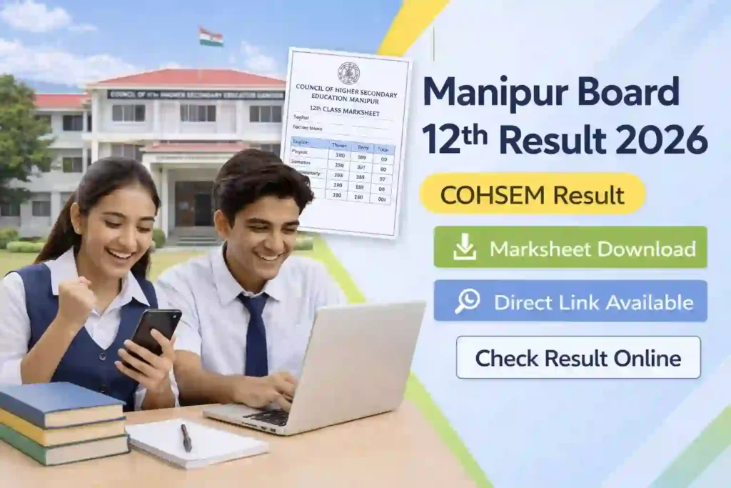 COHSEM 12th Result 2026 Manipur Board marksheet roll number