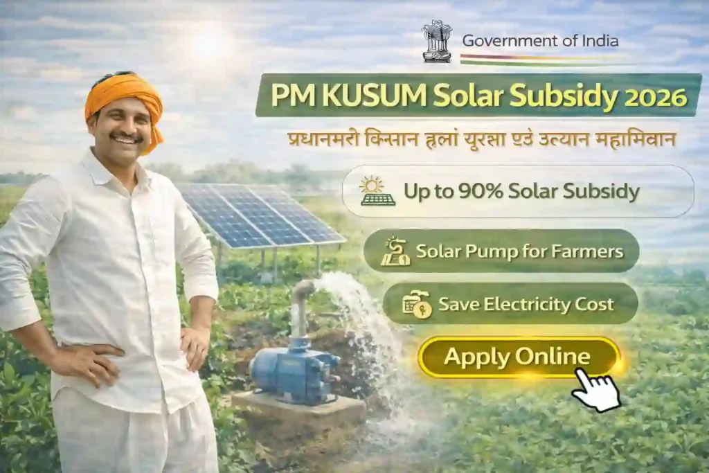 PM KUSUM solar subsidy scheme for farmers solar pump installation