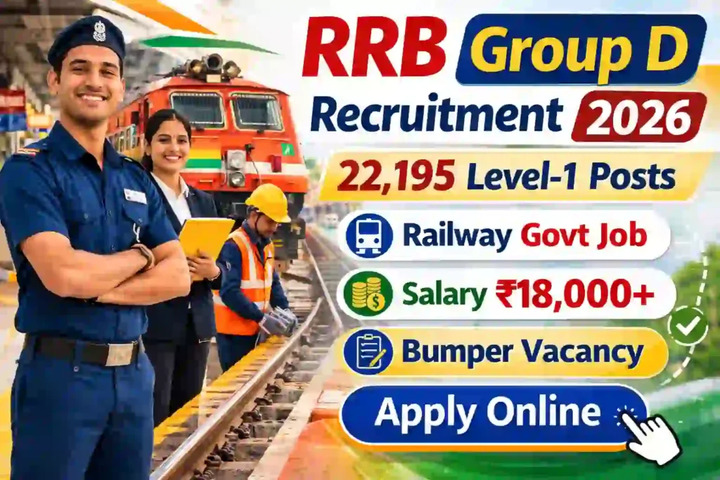 RRB Group D recruitment 2026 apply online 22195 railway posts