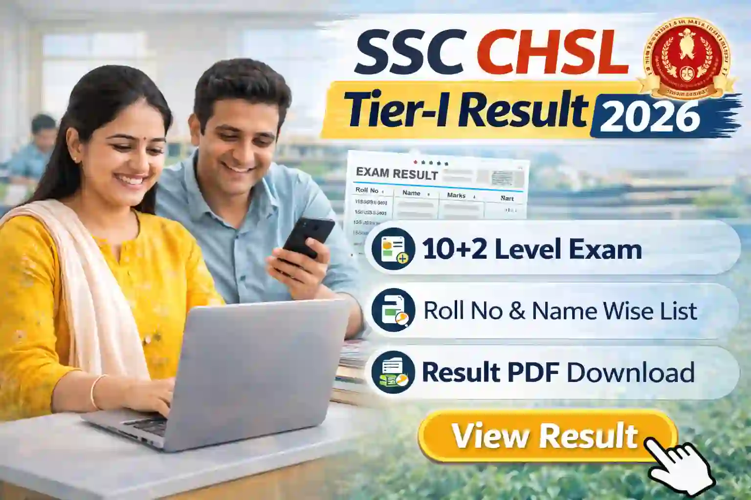 SSC CHSL Tier 1 Result 2026 roll number wise merit list