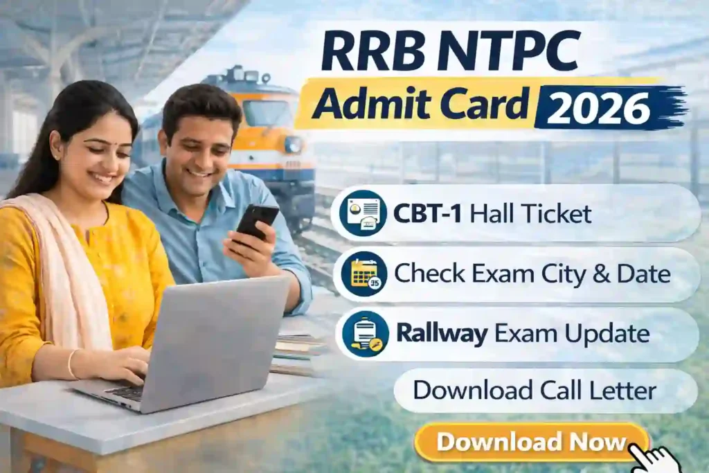 RRB NTPC Admit Card 2026 CBT 1 exam city hall ticket