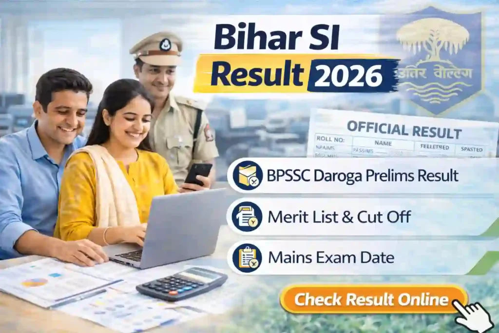 Bihar SI Result 2026 BPSSC Daroga prelims merit list cutoff