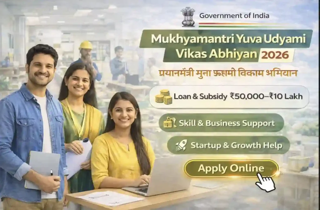 Mukhyamantri Yuva Udyami Vikas Abhiyan 2026 youth startup loan and subsidy