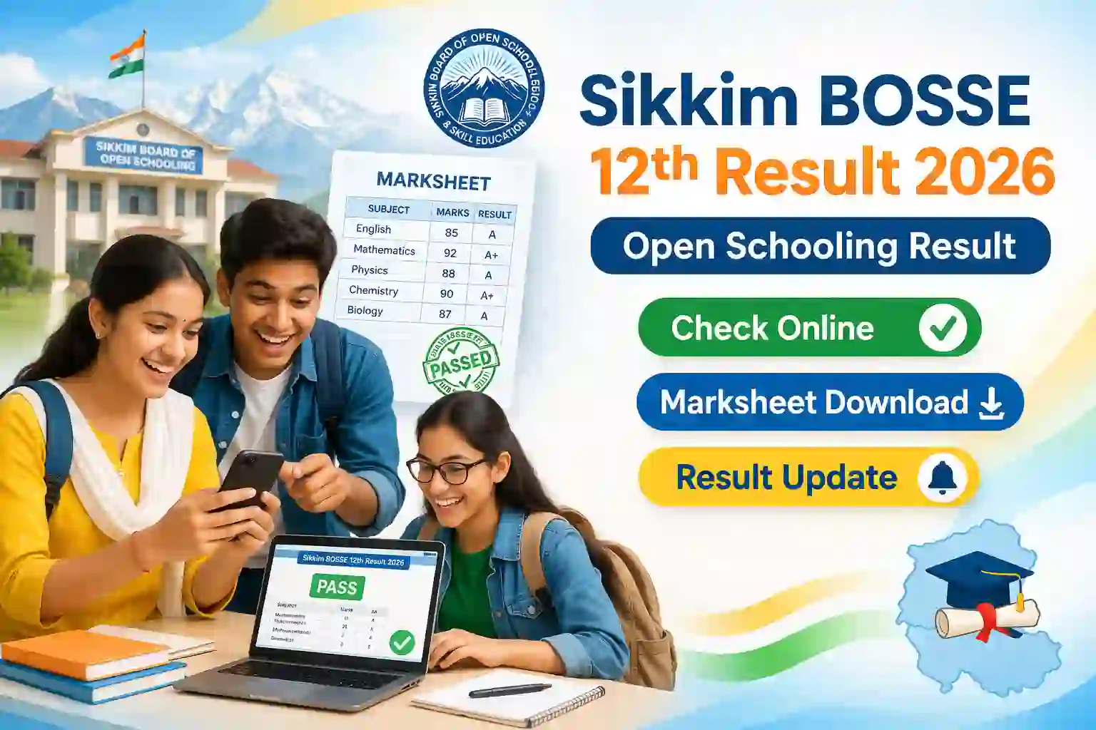 Sikkim BOSSE 12th Result 2026 marksheet online roll number